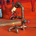 DecorBites™ Pipe Man Industrial Metal Night Light - Rust Red Table Lamp with 1 Bulb for Bedroom