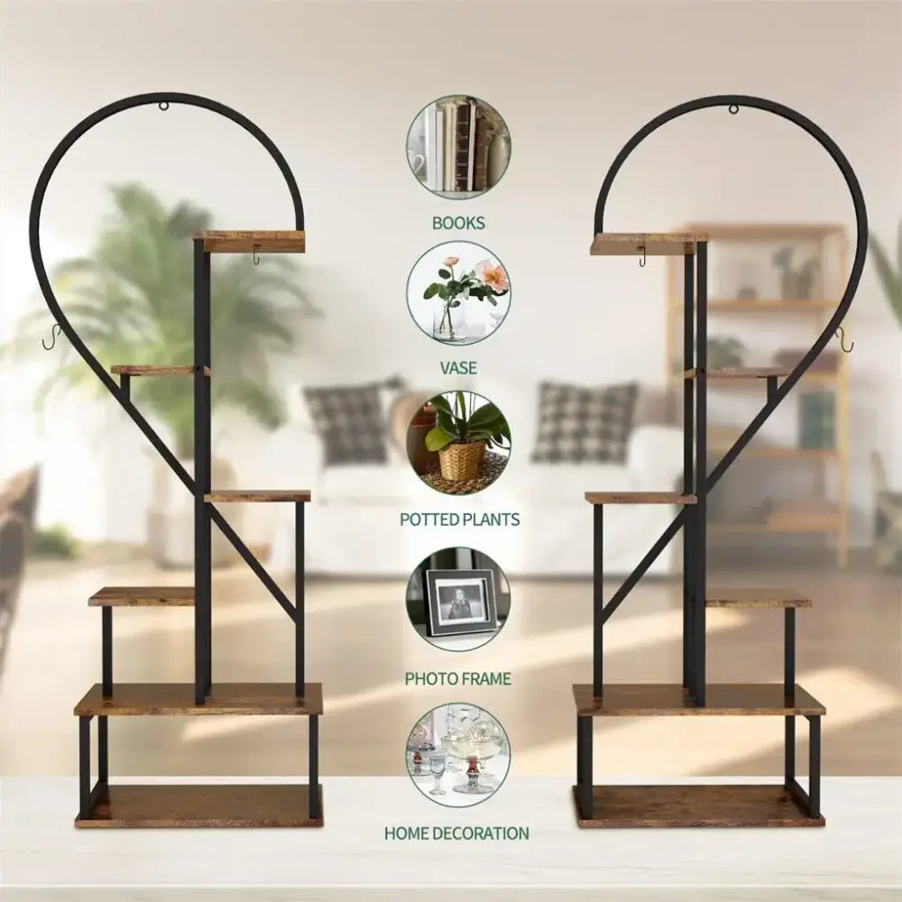 Plant Stand 6-Tier Heart Shaped