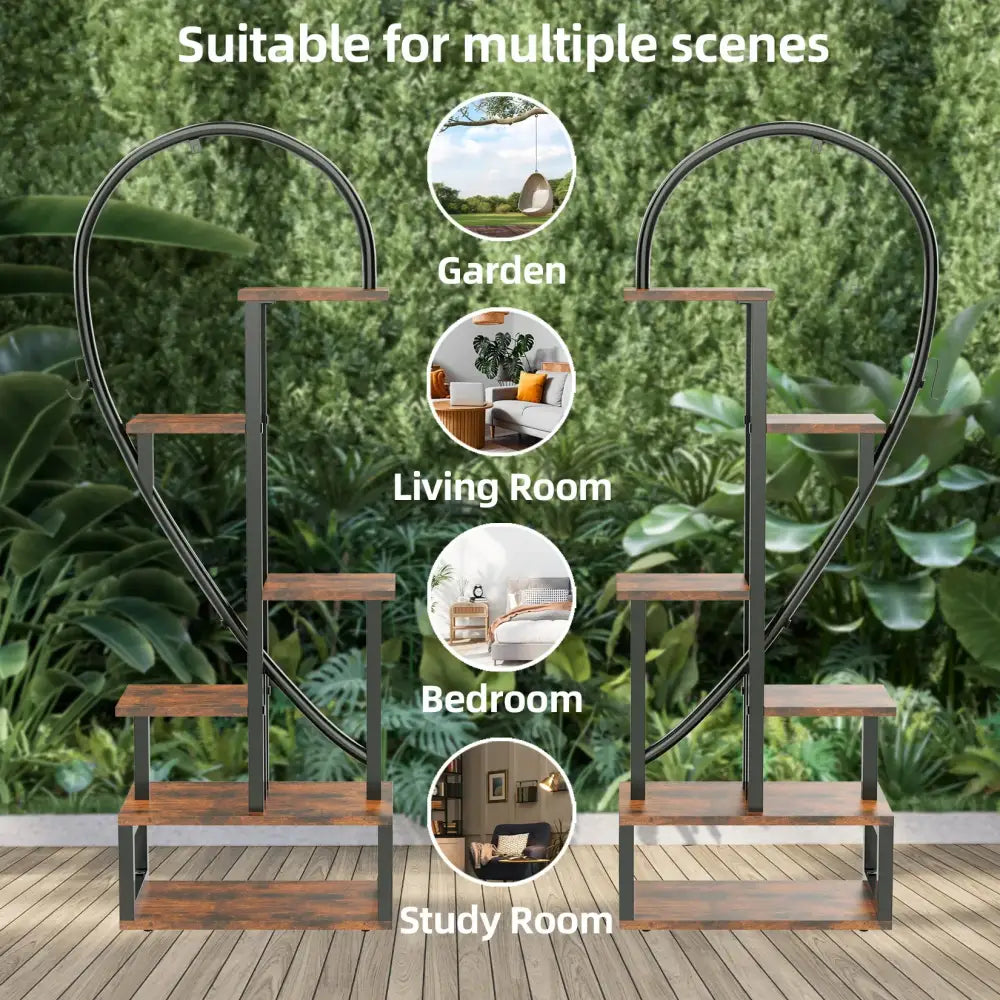 Plant Stand 6-Tier Heart Shaped
