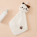 Plush pink & pale yellow cartoon cat hand towel for kitchen