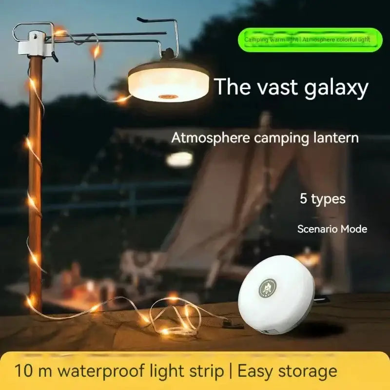 Portable white and black led camping light strip garden tent decor