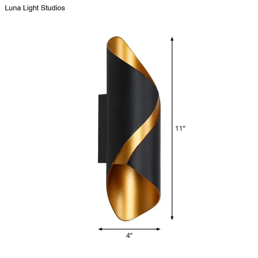 Post-modern black & gold spiral wall light living room sconce