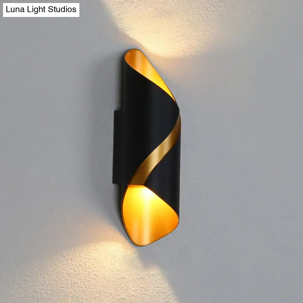 Post-modern black & gold spiral wall light living room sconce