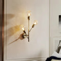 Post-modern brass wall light fixture with clear lattice glass bedroom