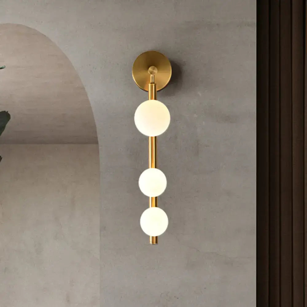 Post modern gold finish 3 head wall lamp living room sconce