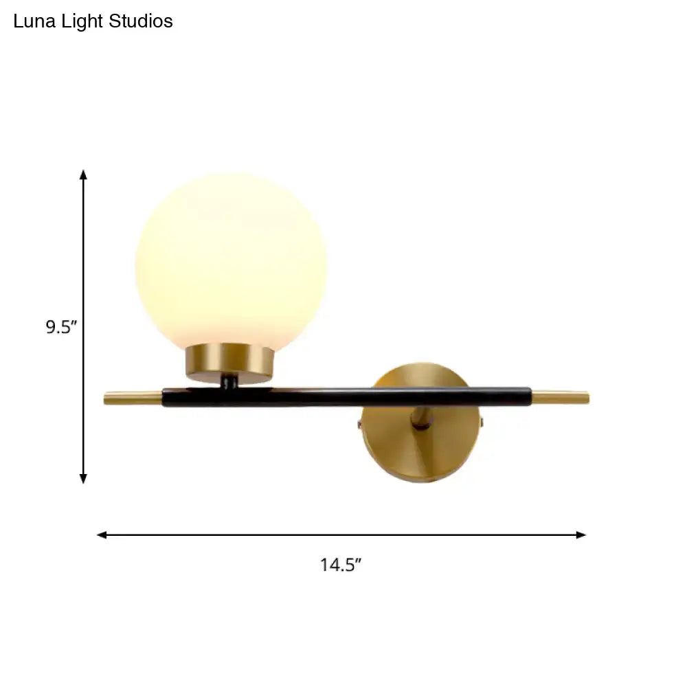 Post-modern white and brass sphere wall sconce bedroom light