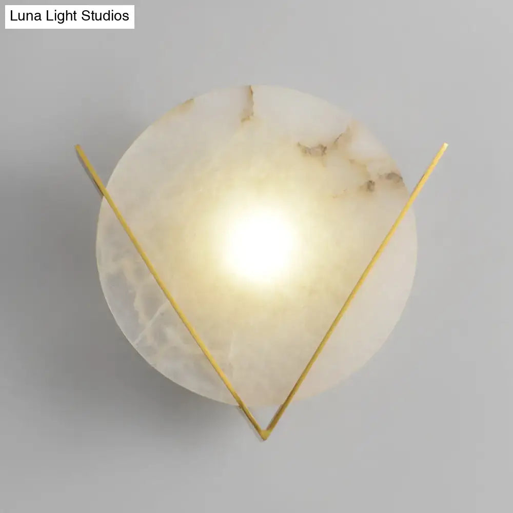 Post modern white marble and gold wall light sconce bedroom lamp