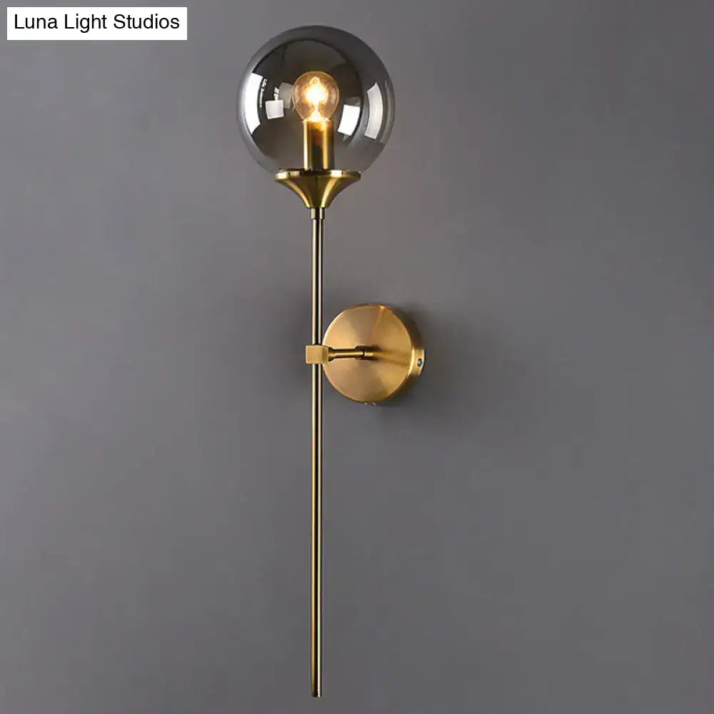Postmodern amber and smoke grey glass wall sconce bedroom e27 bulb
