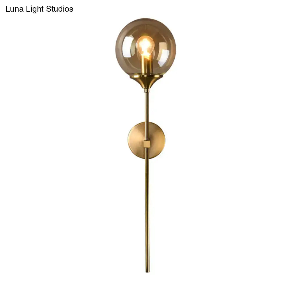 Postmodern amber and smoke grey glass wall sconce bedroom e27 bulb