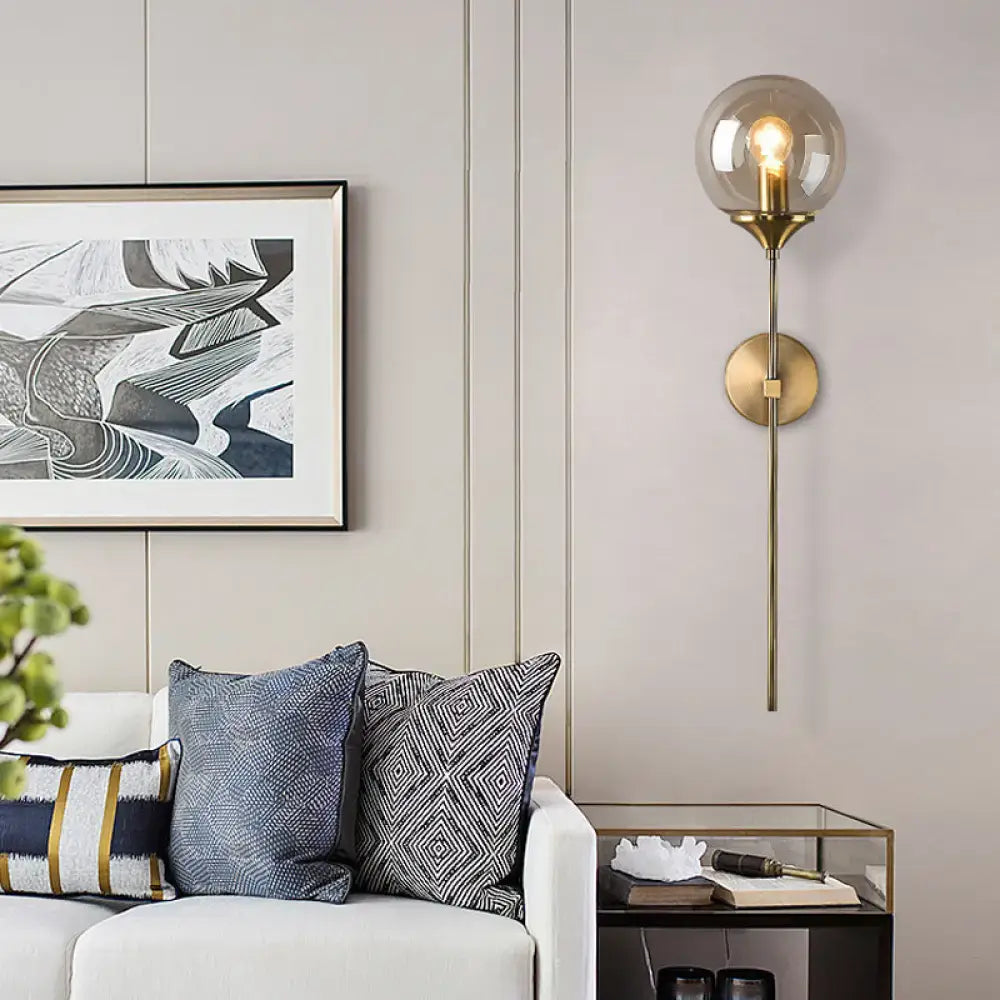 Postmodern amber and smoke grey glass wall sconce bedroom e27 bulb