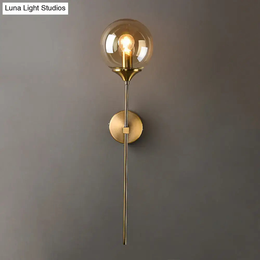 Postmodern amber and smoke grey glass wall sconce bedroom e27 bulb