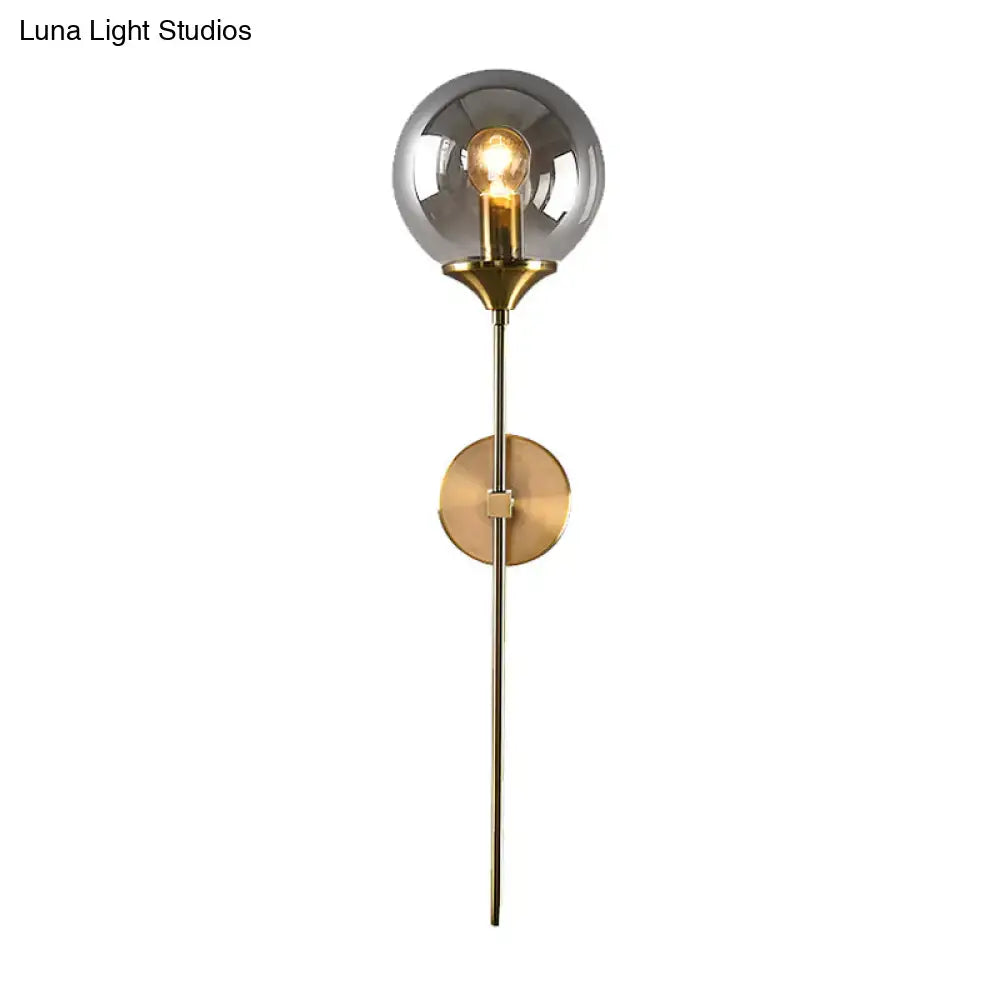 Postmodern amber and smoke grey glass wall sconce bedroom e27 bulb