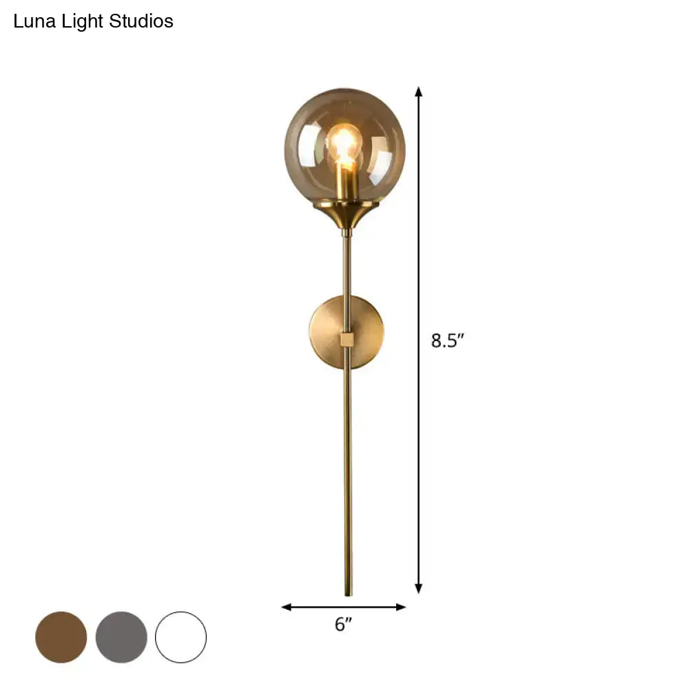 Postmodern amber and smoke grey glass wall sconce bedroom e27 bulb