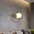 Postmodern black & brass sconce light with white glass bedroom lamp
