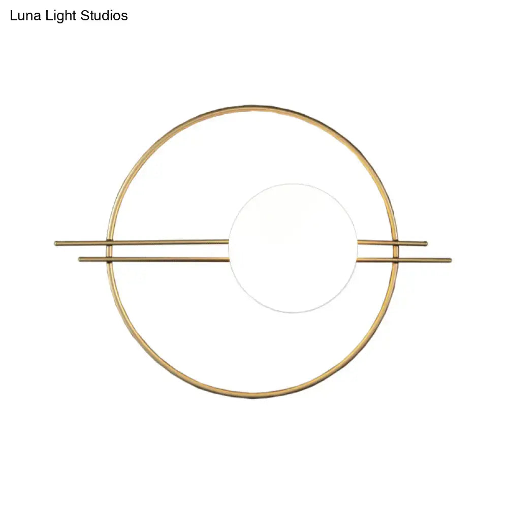 Postmodern black & brass sconce light with white glass bedroom lamp