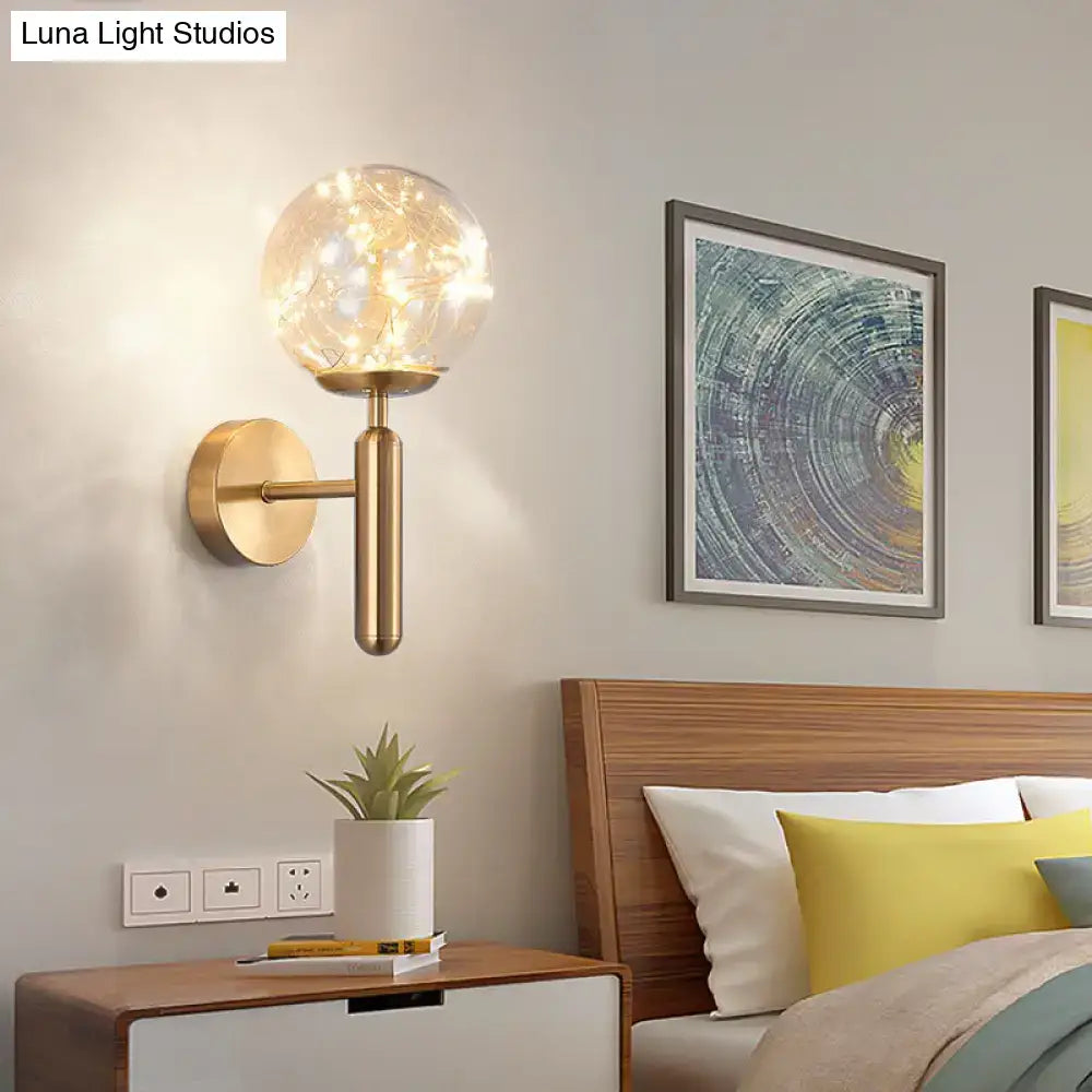 Postmodern black glass shade starry wall sconce bedroom light