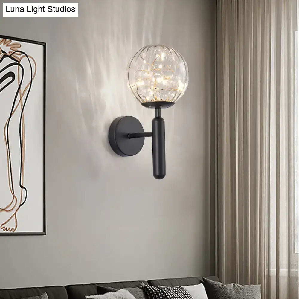 Postmodern black glass shade starry wall sconce bedroom light