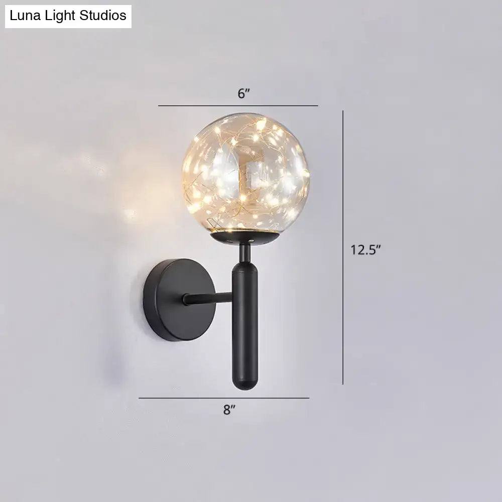 Postmodern black glass shade starry wall sconce bedroom light