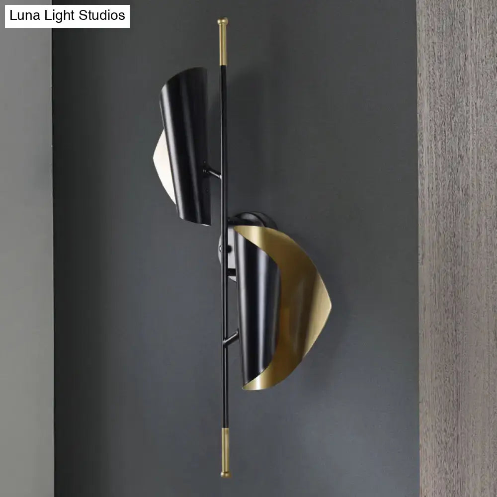 Postmodern black & gold metal sheet sconce wall light for stairway
