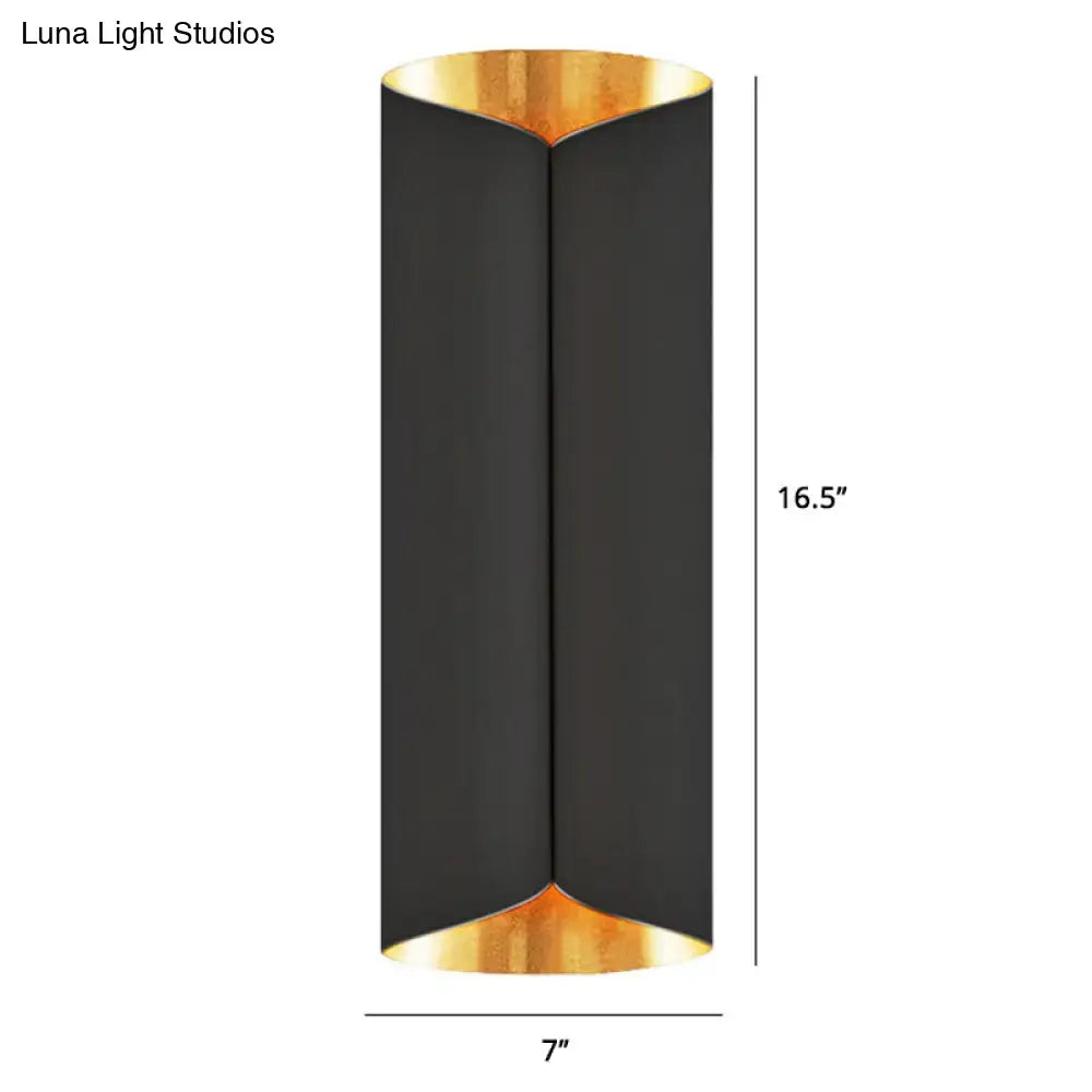 Postmodern black & gold roll metal wall lamp stairwell sconce