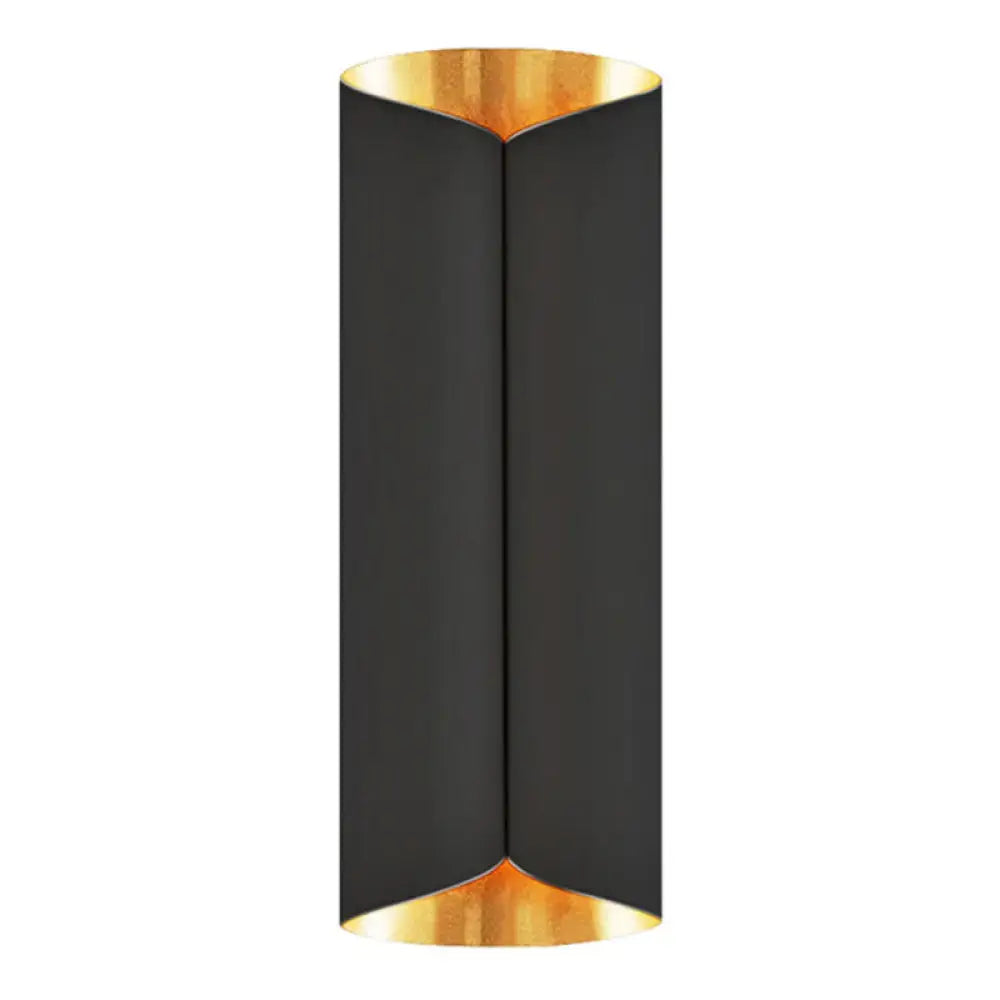Postmodern black & gold roll metal wall lamp stairwell sconce