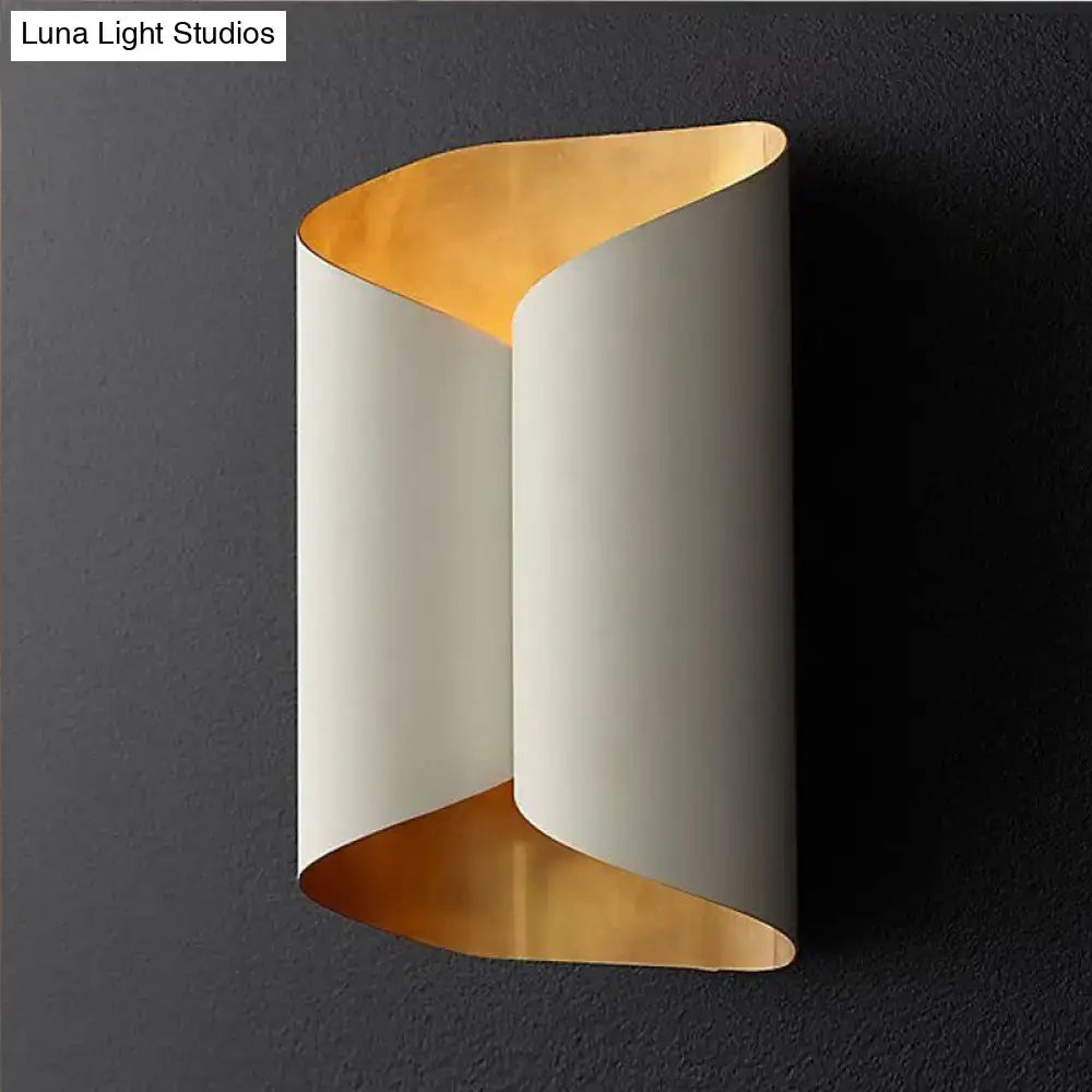 Postmodern black & gold roll metal wall lamp stairwell sconce