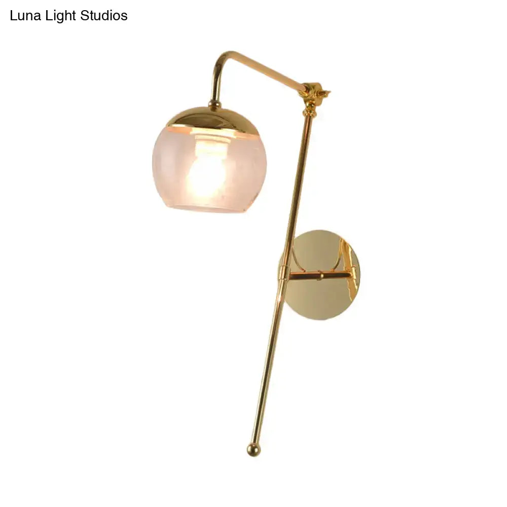 Postmodern black & gold swing arm wall sconce with clear glass bedroom light
