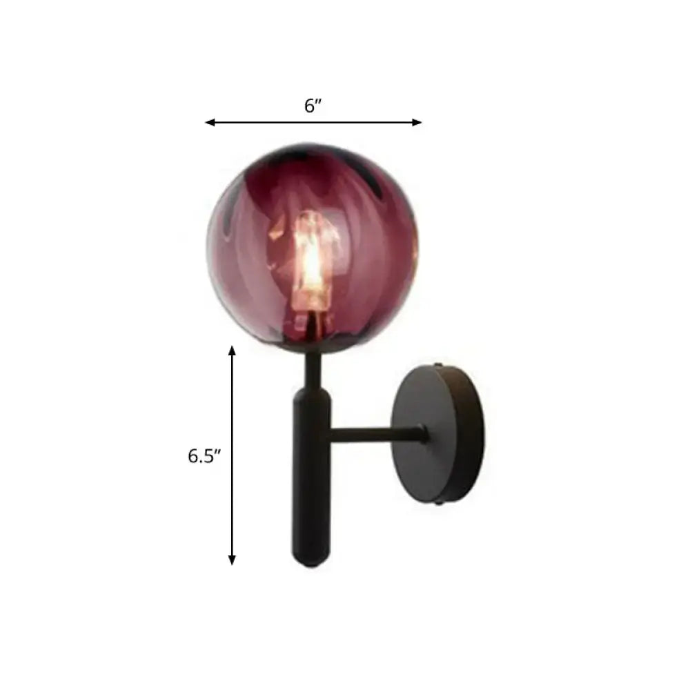 Postmodern black gold wall sconce – bedroom glass globe light 110v-120v