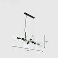 Postmodern black metal 8 head chandelier with clear smoke grey glass globe shades for dining room lighting
