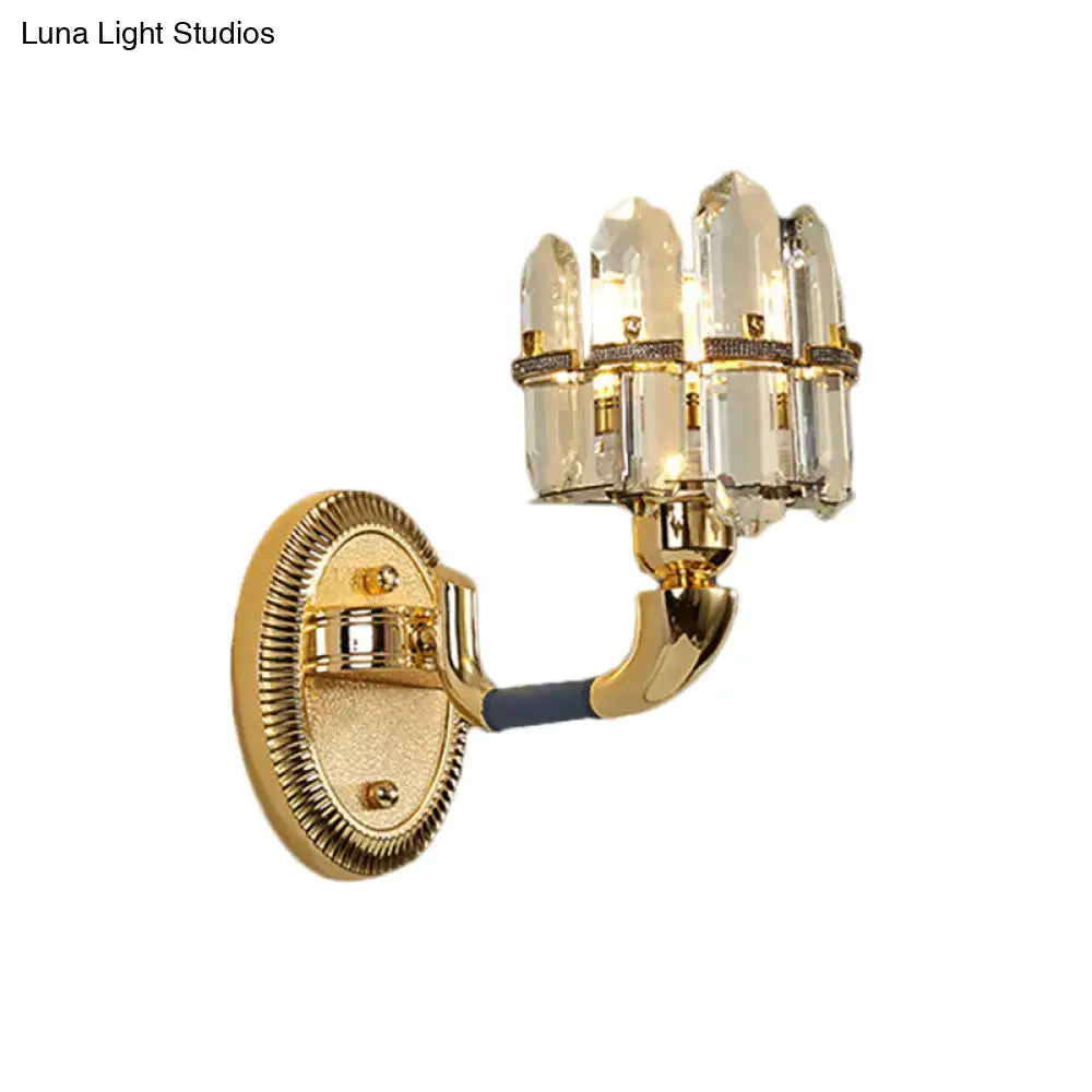 Postmodern blue & gold crystal wall mount lamp bedroom sconce