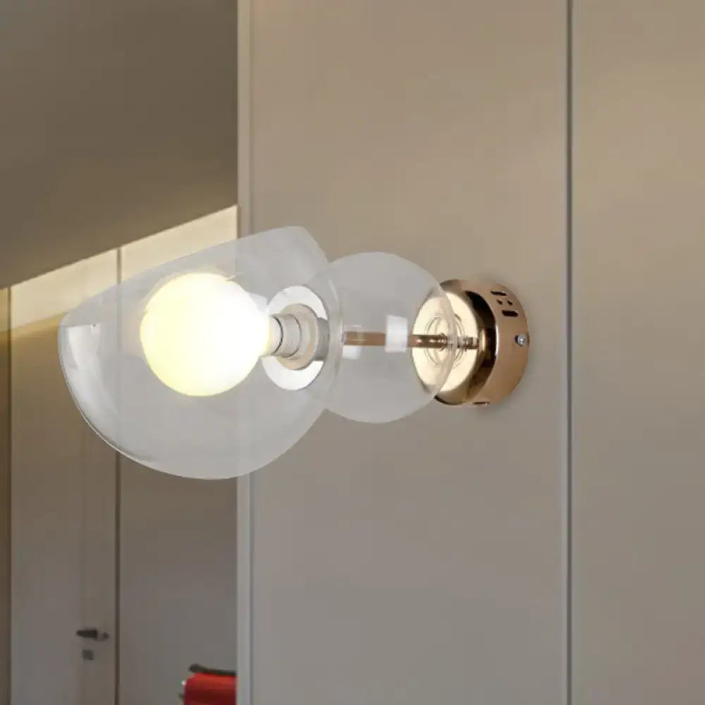 Postmodern brass amber glass wall lamp bedroom sconce light