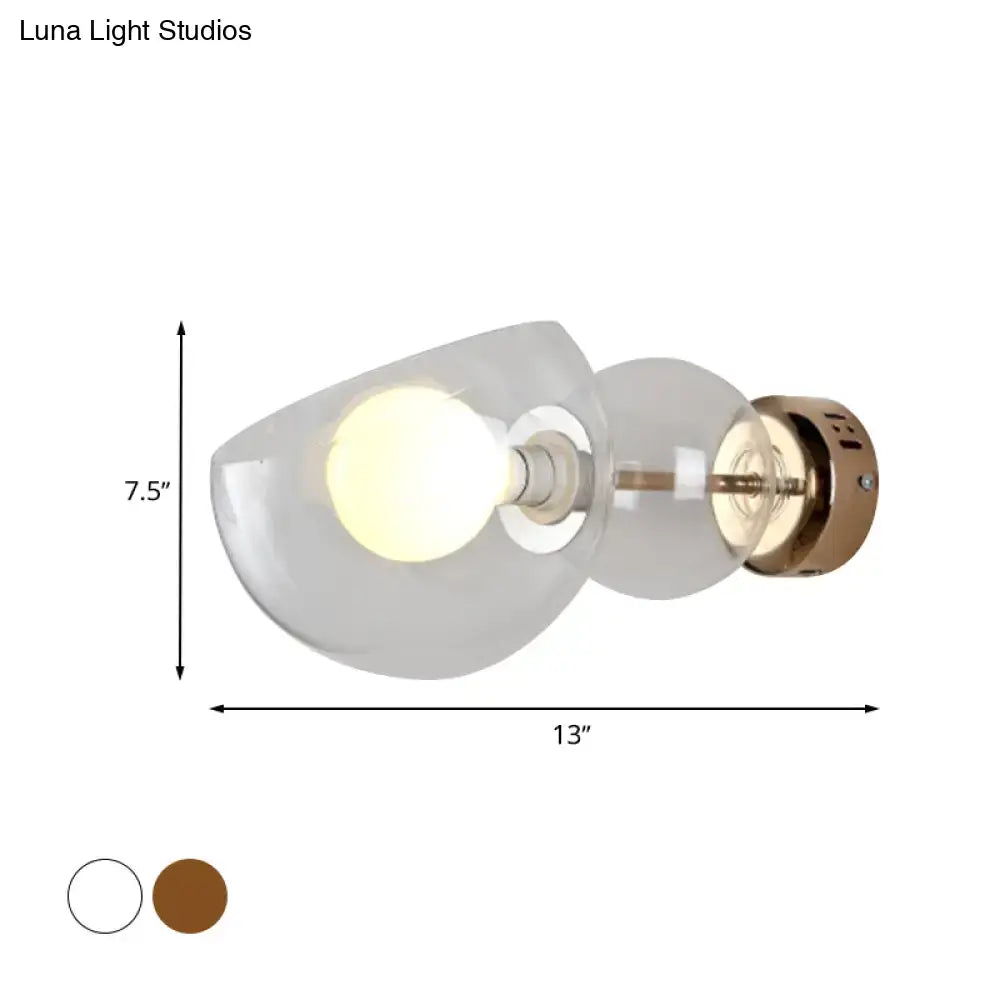 Postmodern brass amber glass wall lamp bedroom sconce light
