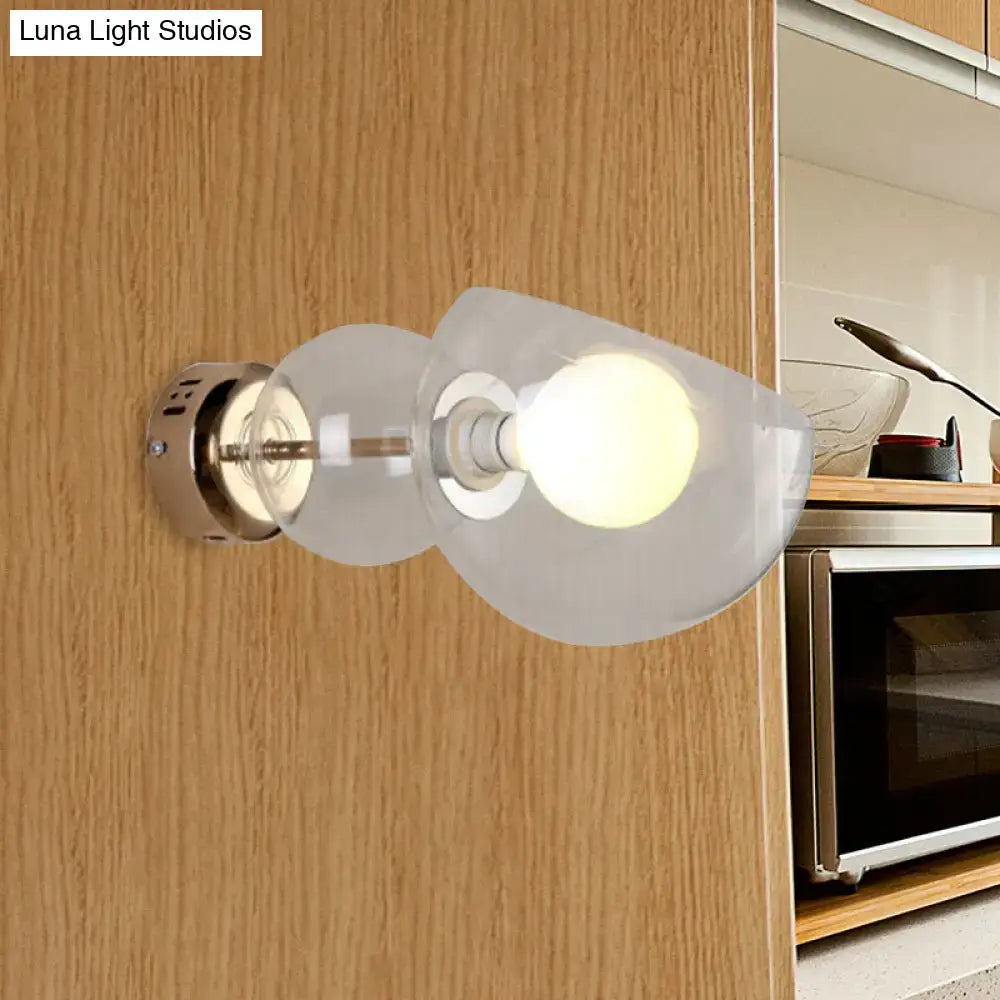 Postmodern brass amber glass wall lamp bedroom sconce light