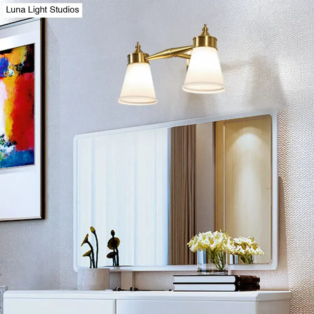 Postmodern brass and cream glass wall sconce bathroom vanity light