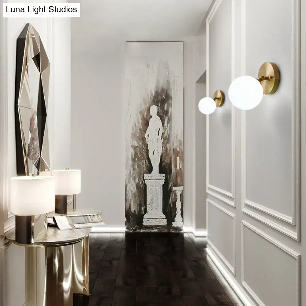 Postmodern brass and glass wall sconce bedroom light bulb included
