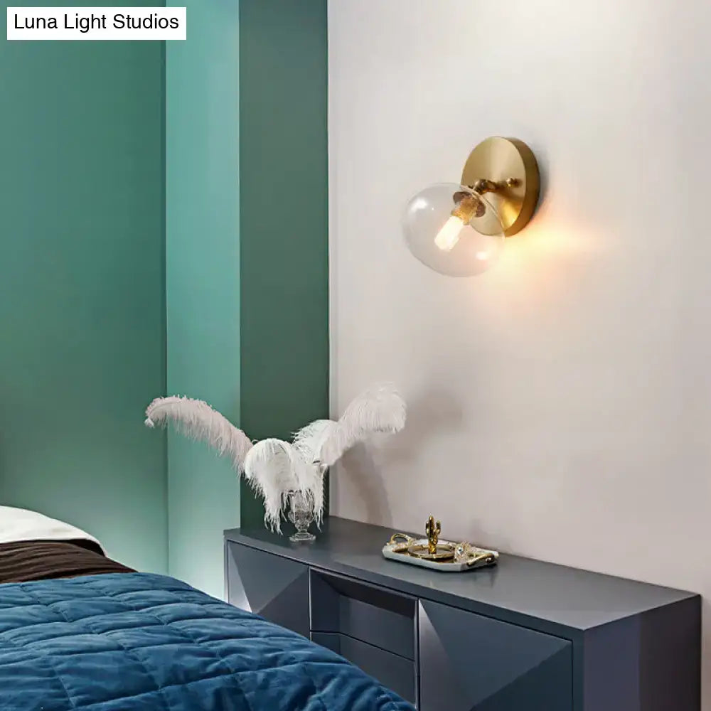 Postmodern brass and glass wall sconce bedroom light bulb included