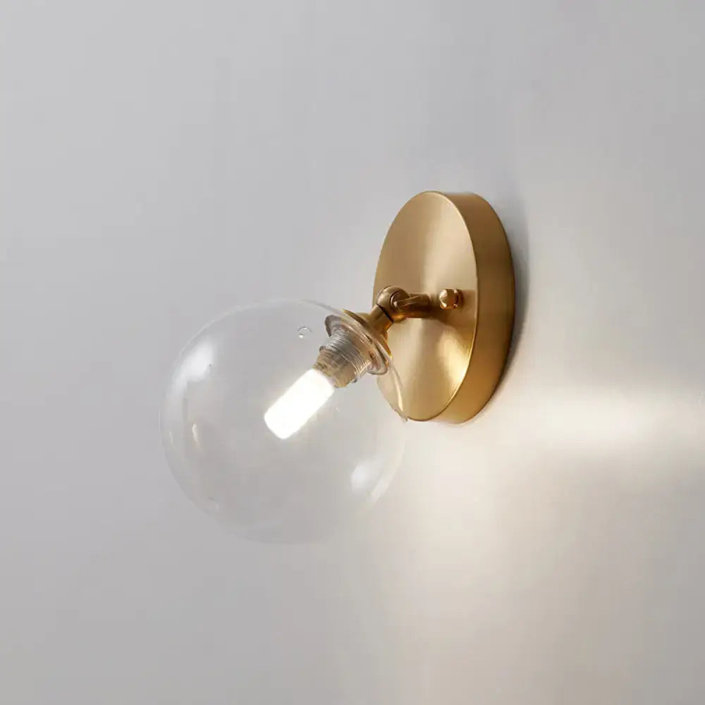 Postmodern brass and glass wall sconce bedroom light bulb included
