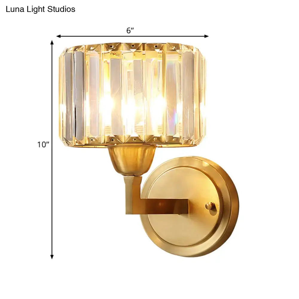 Postmodern brass crystal prism wall lamp bedroom sconce fixture