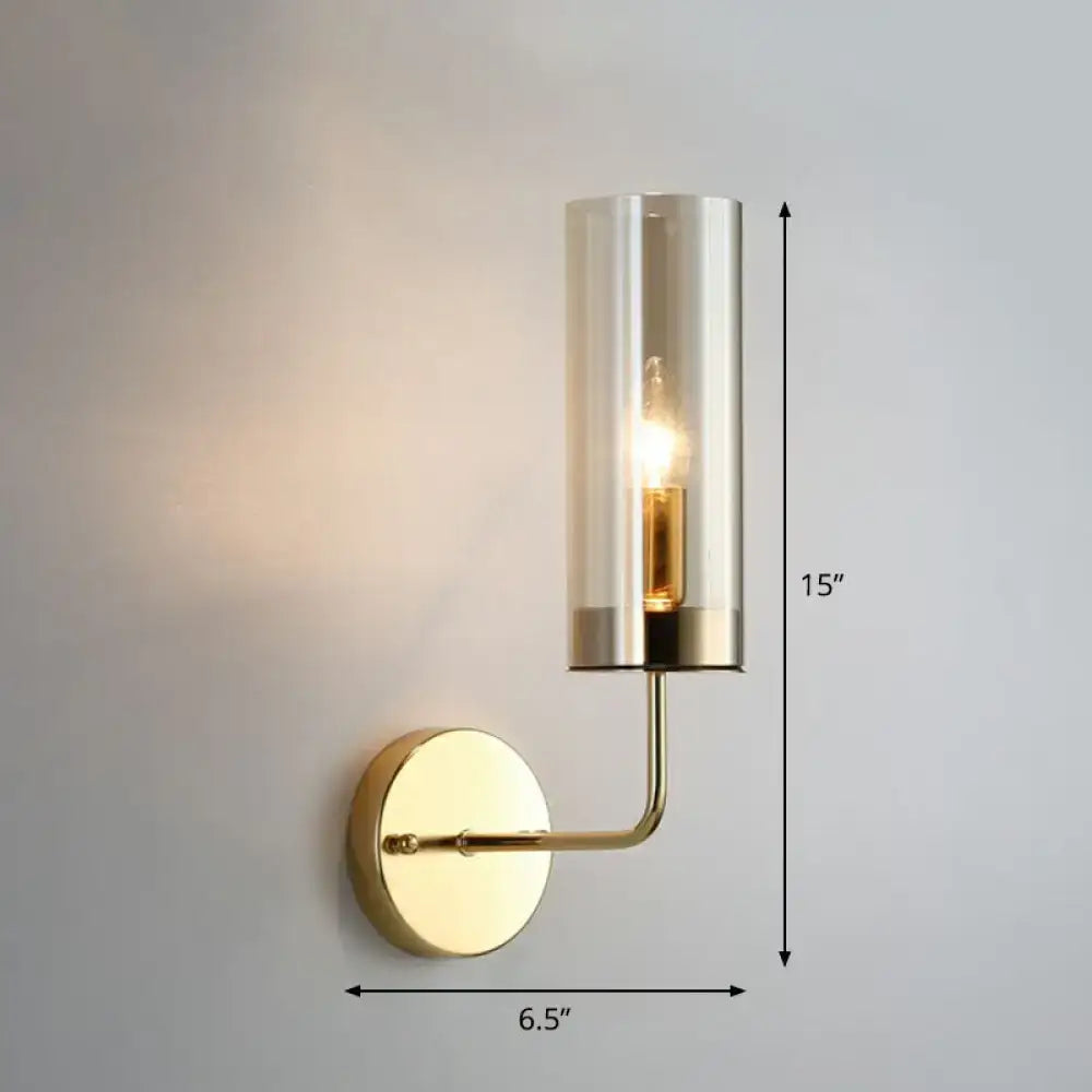 Postmodern brass finish smoked glass wall lamp bedroom sconce