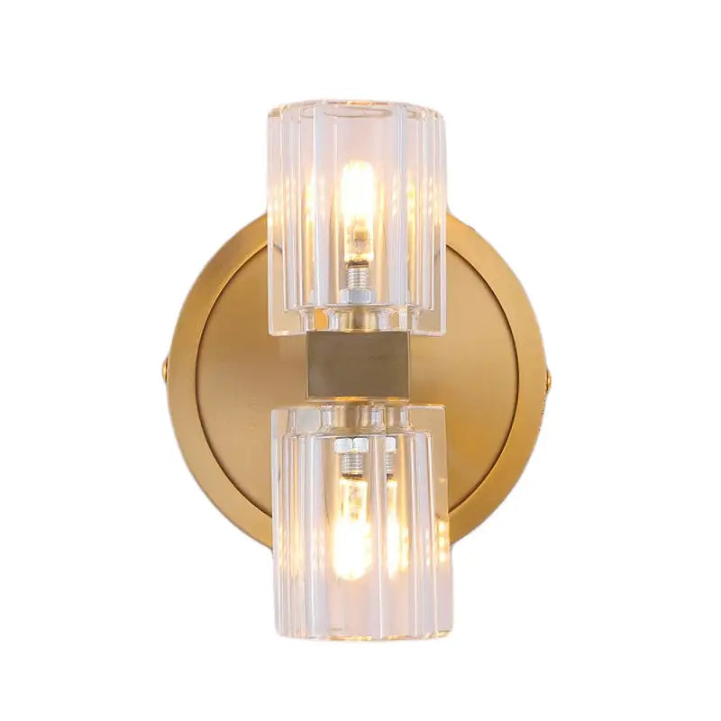 Postmodern brass finish wall light crystal bedroom fixture height