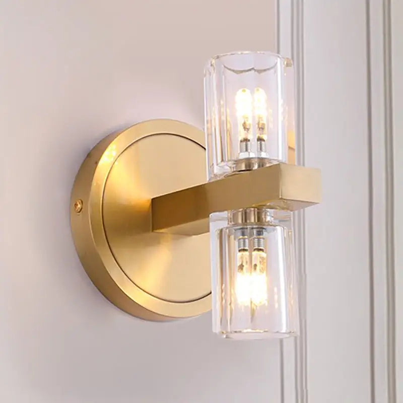 Postmodern brass finish wall light crystal bedroom fixture height