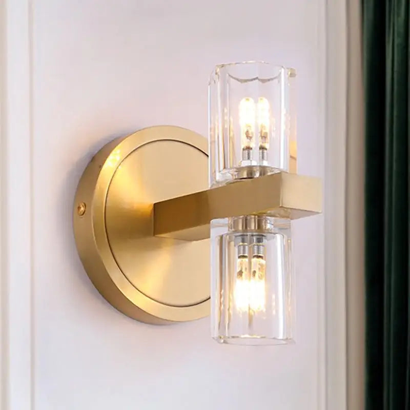 Postmodern brass finish wall light crystal bedroom fixture height