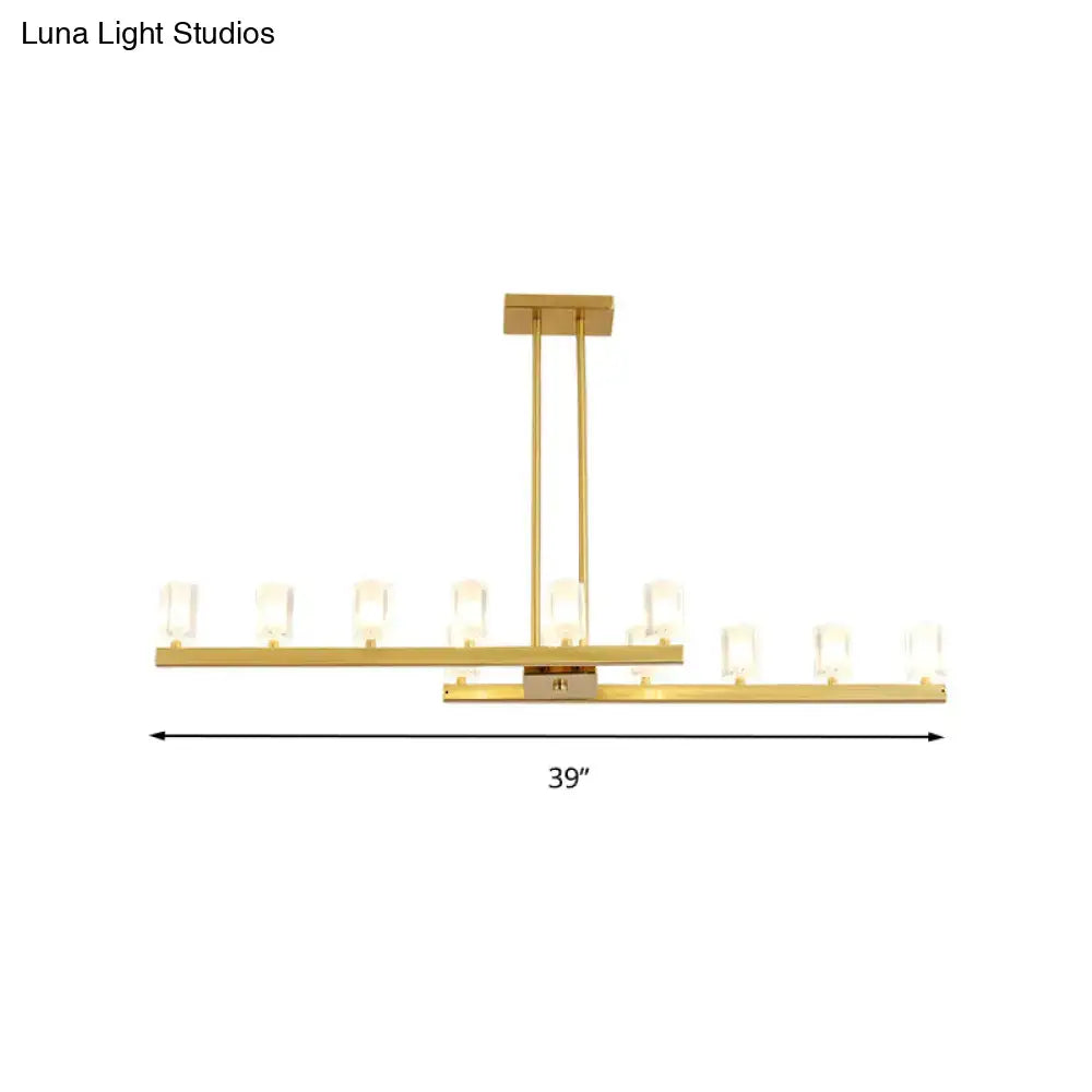 Postmodern brass linear led pendant light dining room crystal accents