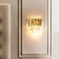 Postmodern brass tiered flush wall sconce crystal bedroom light