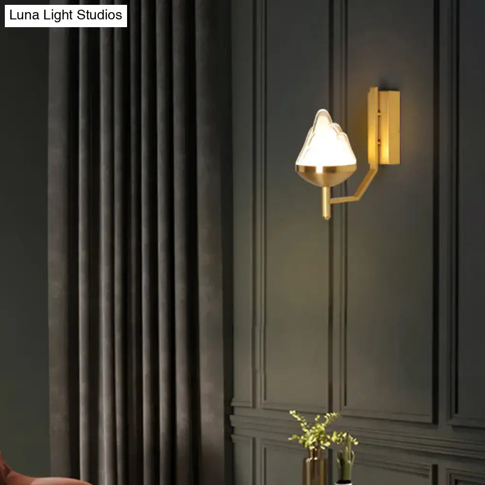 Postmodern brass white glass geometric wall sconce living room