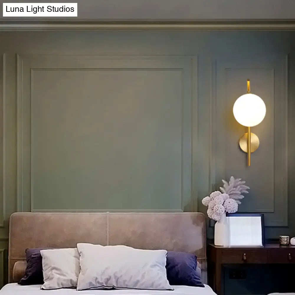 Postmodern brass white glass geometric wall sconce living room