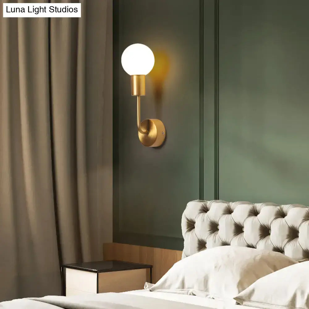 Postmodern brass white glass geometric wall sconce living room