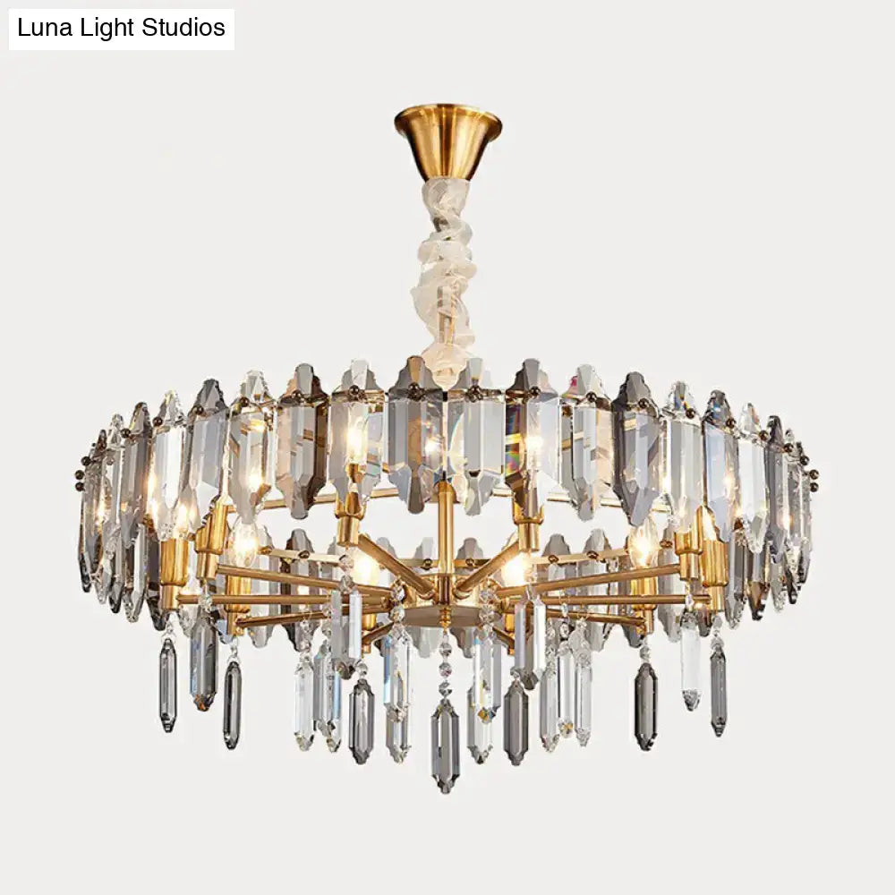 Postmodern crystal chandelier gold loop for living room