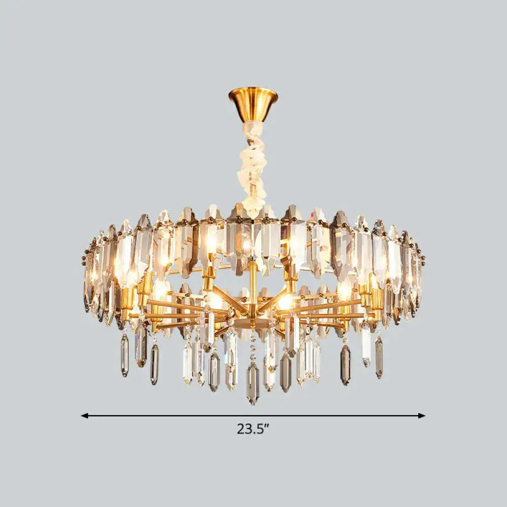 Postmodern crystal chandelier gold loop for living room