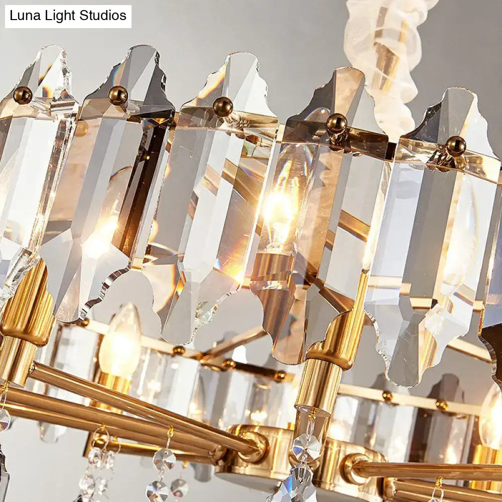 Postmodern crystal chandelier gold loop for living room